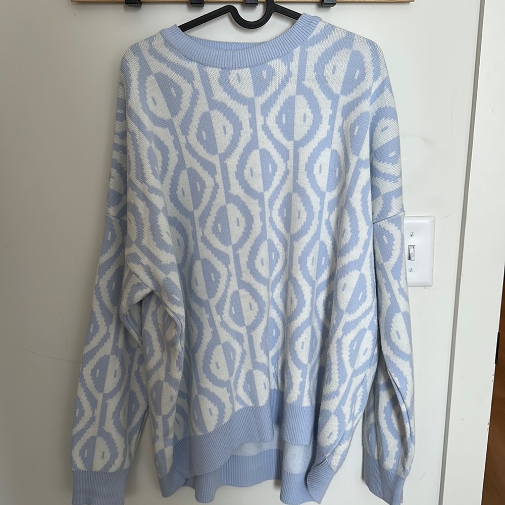 Blue and white sweater